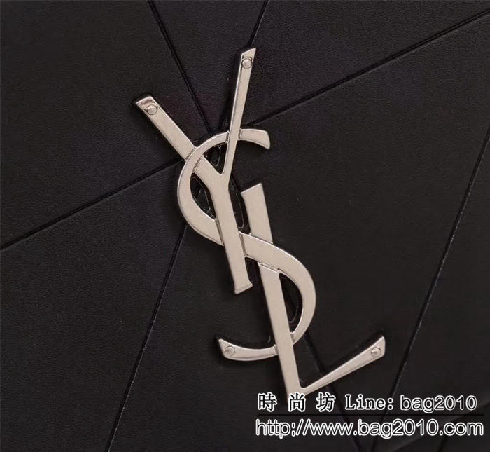 YSL聖羅蘭 新款 黑色原版皮拼接 鏈條單肩斜挎包 26826 YAS1194